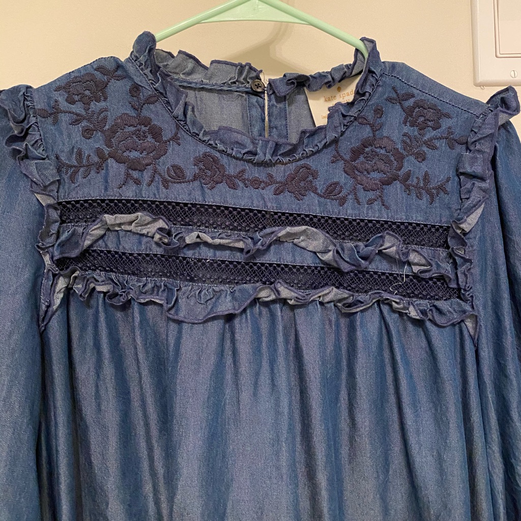 Kate Spade Embroidered Indigo Denim Dress